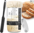 Sourdough Starter Jar, Sourdough Starter Kit with Date Marked Feeding Band, Thermometer, Cloth Cover & Metal Lid, Reusable Sourdough Bread Baking Supplies, Home Baking Supplies