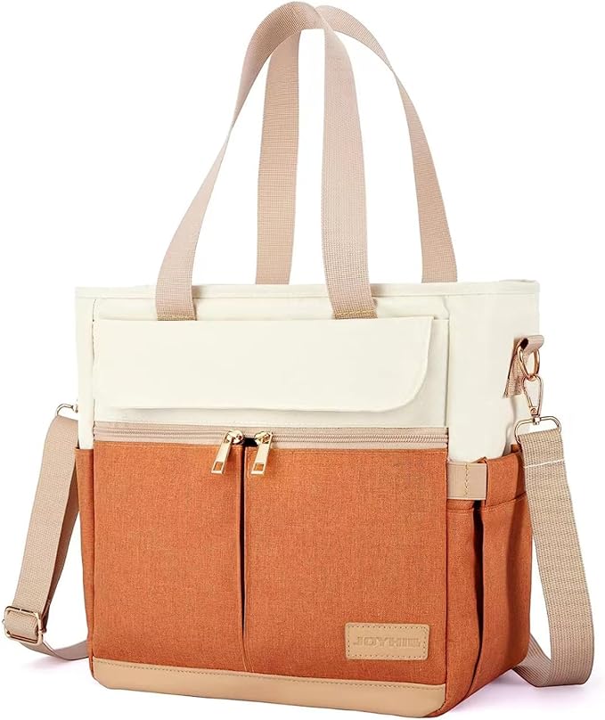 JOYHILL Lunch Bag for Women, Lunch Tote Leakproof Insulated Lunch Box with Shoulder Strap, Adult Reusable Lunch Cooler Tote Bags for Work Picnic Camping Beach (ORANGE)