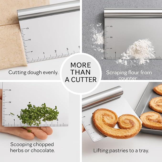Mrs. Anderson's Baking Pastry Dough Cutter Scraper with Measurements, Stainless Steel