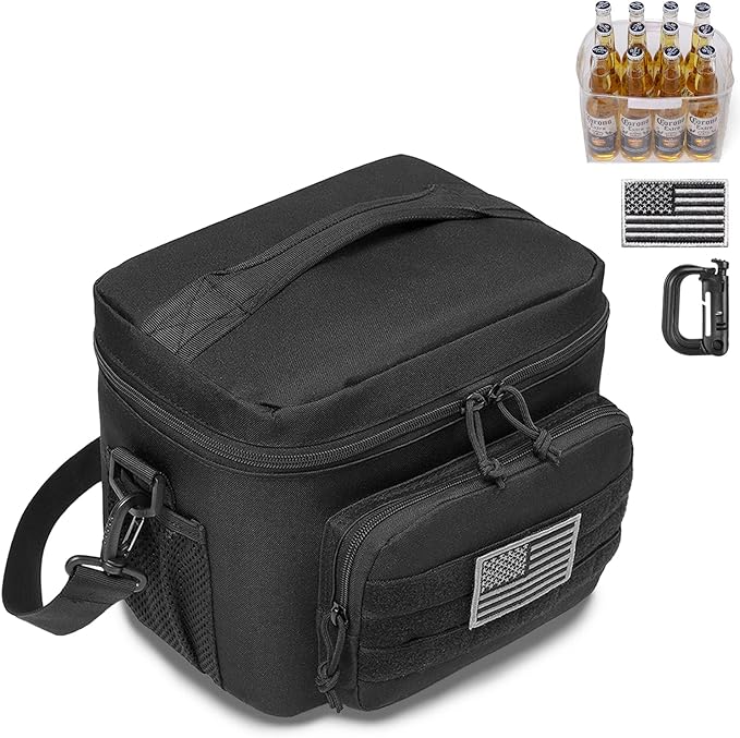 DBTAC Tactical Lunch Bag for Men Women, 12 Cans Insulated Lunch Box for Adult | 9L Leakproof Lunch Cooler Tote for Work Office Outdoor Travel | Soft Easy To Clean Liner x2