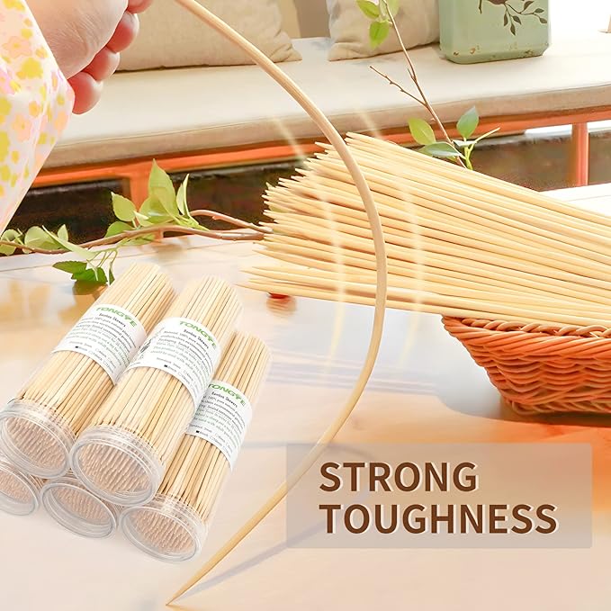 [200 PCS] 12 inch Bamboo Skewers, Premium Wooden Skewers Without Splinters, Skewers for Grilling, BBQ, Appetizer, Fruit Kabobs, Chocolate Fountain, Cocktail Toothpicks, and Food Skewer Sticks.