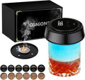 Electric Whiskey Smoker Kit with RGB Light, Built-in Lighter, Rechargeable Cocktail Smoker Kit with 6 Wood Chips, Old Fashioned Drink Smoker for Bourbon, Whiskey Gifts for Men (Black)