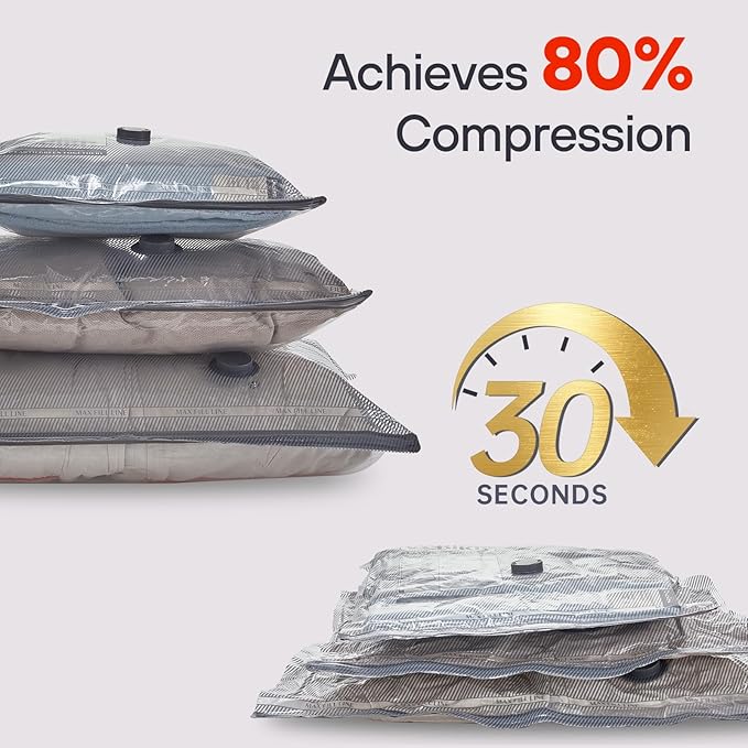15-Pack Vacuum Storage Bags for Travel, Large/Medium/Small Compression Bags for Clothes (No Pump)