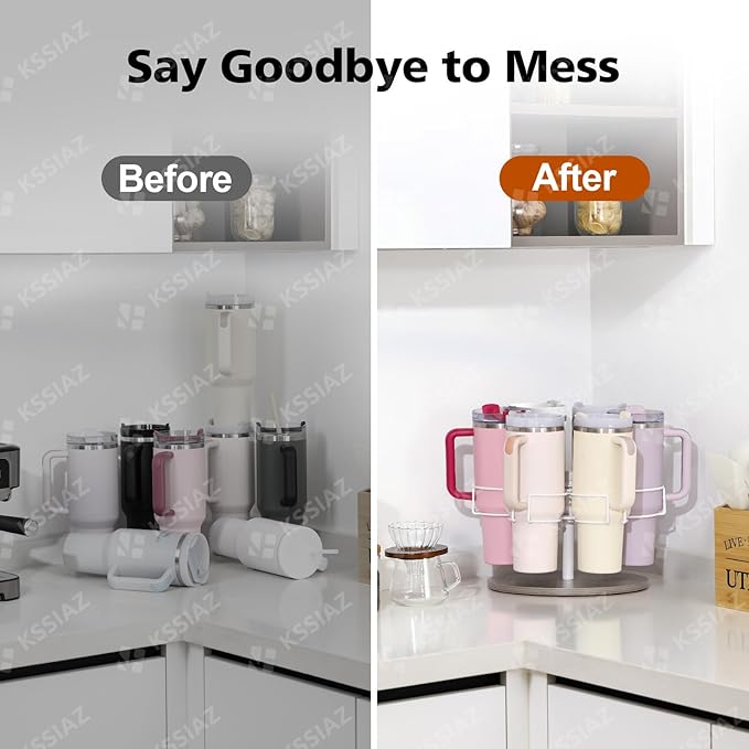 Water Bottle Organizer for Stanley 40 oz, Rotating Stanley Cup Organizer Holder, Tumbler Organizer Holder, Stanley Cup Accessories, 13.2 * 11 * 7.75in, Grey
