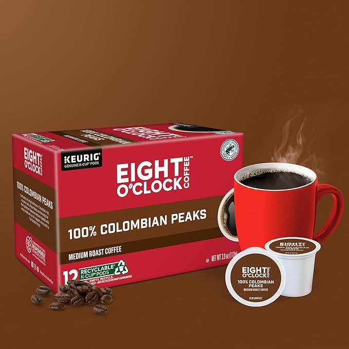 Eight O'Clock Coffee Colombian Peaks Keurig Single-Serve K-Cup Pods, Medium Roast Coffee, 72 Count