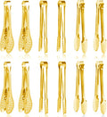 12 Pack Gold Premium Small Serving Tongs, Dmoera Mini Stainless Steel Appetizer Tongs, 5 Inch(12.7cm)