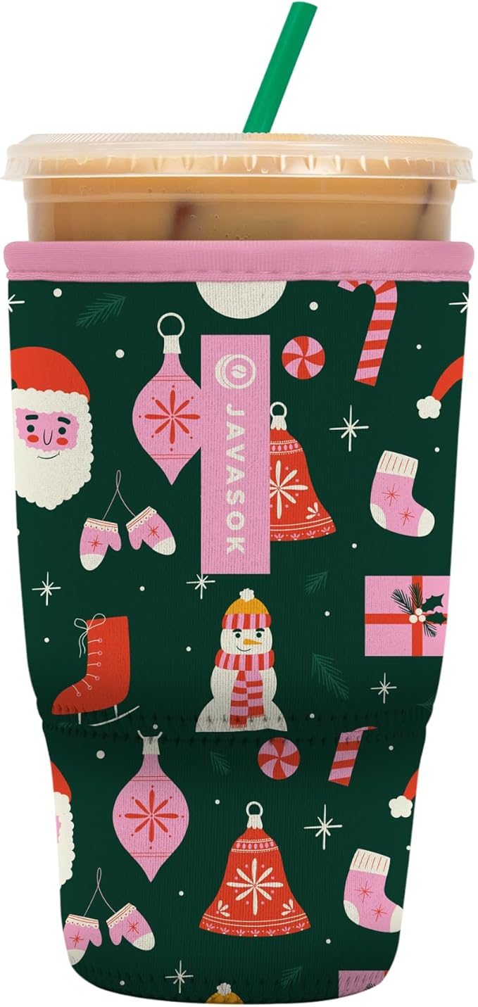 Sok It JavaSok Iced Coffee & Cold Soda Insulated Neoprene Cup Sleeve (Tis the Season, Large: 30-32oz)