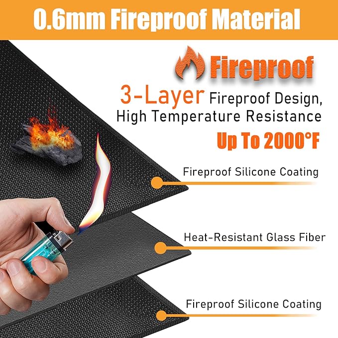 TOHONFOO 80 x 48 in Large Grill Mats for Outdoor Grill - BBQ Grill Mats to Protect The Deck, Patio, Pavers - Easy to Clean Grilling Mats - 0.6mm