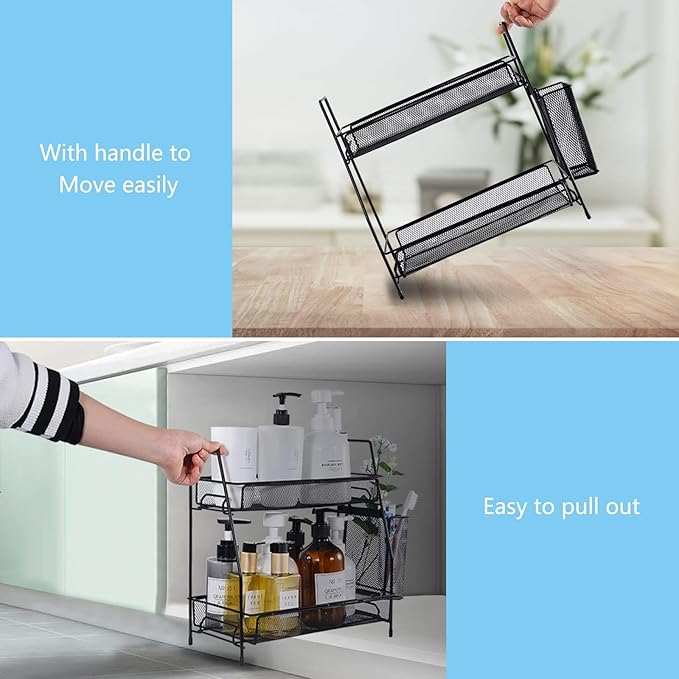 LEMIKKLE Countertop Organizer for Bathroom, Bedroom & Kitchen Counter Shelf with Small Basket