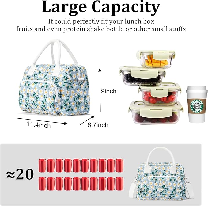 Insulated Lunch Bag for Women Men Large Reusable Lunch Box Adult Leakproof Portable Cooler Tote Bags for Work Picnic