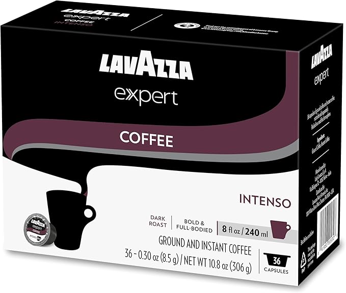 Lavazza Expert Intenso Coffee Capsules, Dark Roast, Arabica and Robusta Blend, Compatible with Lavazza Classy Plus Machine (36 Capsules)
