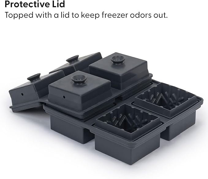W&P Crystal Ice Tray, Perfect Etched Large Cubes, Slow Melting for Whiskey and Cocktails, Food Grade Premium Silicone, Dishwasher Safe, BPA Free Charcoal