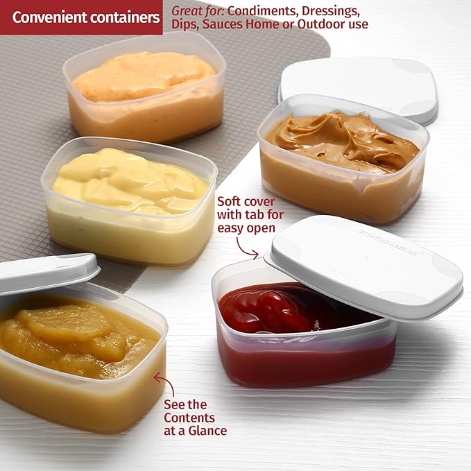 Reusable Airtight Containers 3 oz 8 pack - Snacks, Baby/Toddler Food/Puree, Condiments, Picnics & Lunch - Plastic Food Storage - Dishwasher, Microwave, Freezer Safe - BPA Free