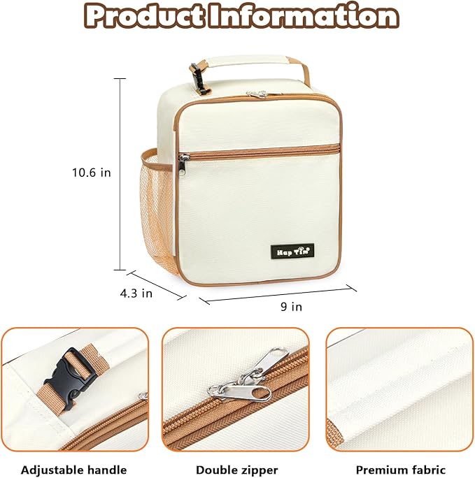 Hap Tim Insulated Lunch Bag Women, Reusable Lunch Box for Women & Men, Adluts Lunchbox for Work, Portable Lunchbag（18654-BE）