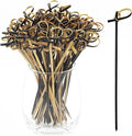 BLUE TOP Bamboo Cocktail Picks 100 PCS Black Bamboo Skewers 6 Inch with Looped Knot, Food Picks,Party Toothpicks for Appetizers,Cocktail Drinks,Barbecue Snacks,Club Sandwiches.