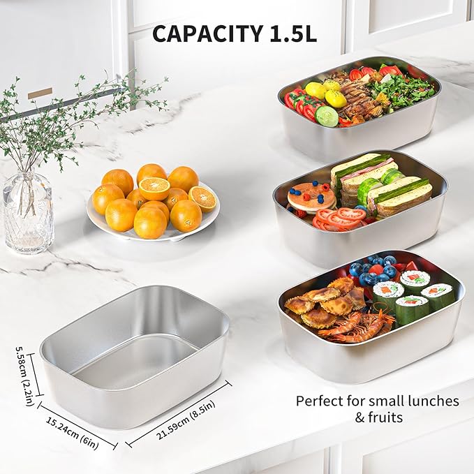 Vingud 1.5L Replacement Stainless Steel Container Electric Lunch Box (Model: DFH-001), Food Container, Eco Safe & Healthy, Dishwasher Safe