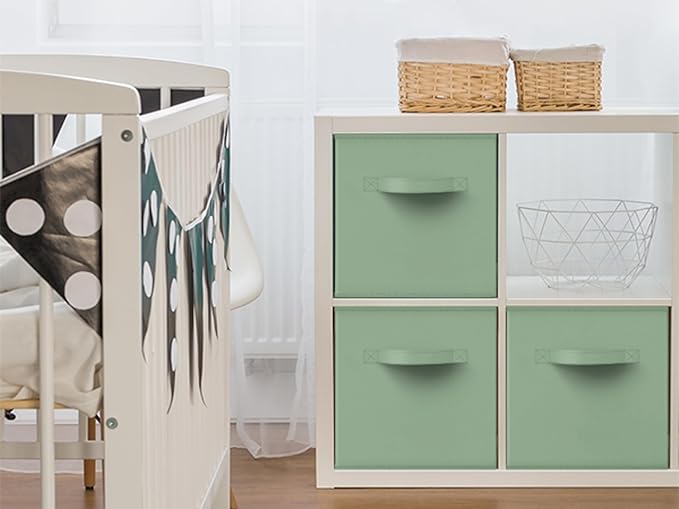 Sorbus 13 Inch Storage Bins - Sturdy Collapsible Fabric Storage Cubes with Handle - 6 Foldable Baskets for Organizing Clothes, Toys, Books - Storage Baskets for Shelves, Kids Room, Closets