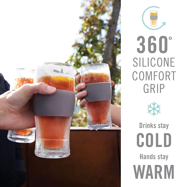 Host Freeze, Frozen Mugs, Freezable Pint Set, Beer Keep Your Drinks Cold, Double Walled Insulated Glasses, Tumbler for Iced Coffee, 16oz, Set of 2, Varsity Blue