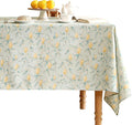 patdrea Designer Linen Green Long Tablecloth for Rectangle Table,Vintage Breathable Yellow Fruits Pattern Table Cloth,Decor Cover for Kitchen Dining,Christmas,Thanksgiving,Party,63"x102"-Ania a