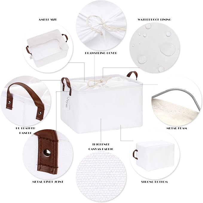 Hinwo 31L Large Storage Bins, 4-Pack Closet Organizers and Storage, Foldable Clothes Storage Baskets with Handles, Containers for Clothing, Blanket, Towels, Toys, Bedding (White)