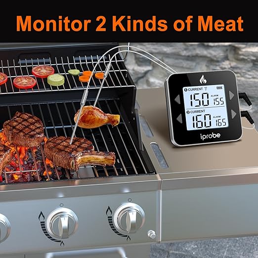 Dual Probe Rechargeable & Waterproof Digital Meat Thermometer for Food - Large LCD Backlight Cooking Thermometer for Kitchen Smoker Oven Grill BBQ Candy