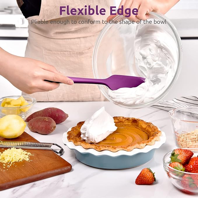 U-Taste 11.38" Silicone Baking Spatula: 480ºF Heat Resistant Food Grade Flexible Rubber Kitchen Bowl Scraper, Seamless Pastry Spreader for Mixing Stirring Scraping in Nonstick Cookware (Purple)