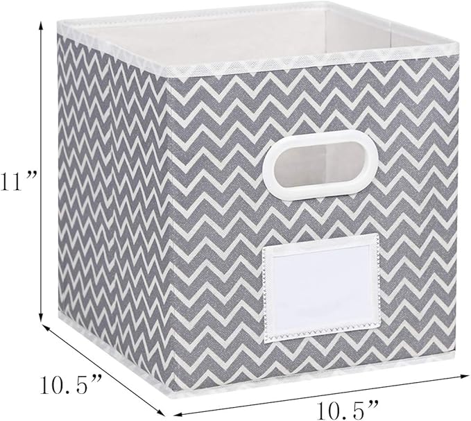 MAX Houser Fabric Cloth Storage Bins,Foldable Storage Cubes Organizer Baskets with Dual Handles for Home Bedroom Storage,Set of 6 (Grey)