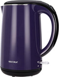Secura Original Stainless Steel Double Wall Electric Water Kettle 1.8 Quart with Auto Shut-Off & Boil-Dry Protection, Dark Purple SWK-1701DP/HB-3227B