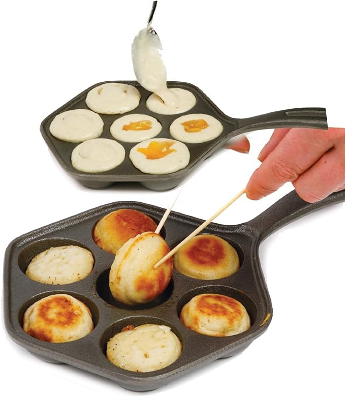 Norpro Cast Iron Stuffed Pancake Pan, Munk/Aebleskiver