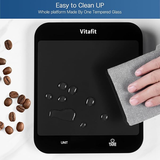 Vitafit 33lb/15kg Food Scale in 1g/0.1oz Precision, High Accuracy Assured by Professional Factory Since 2001, Kitchen Scale for Cooking and Baking, LED Display, Black