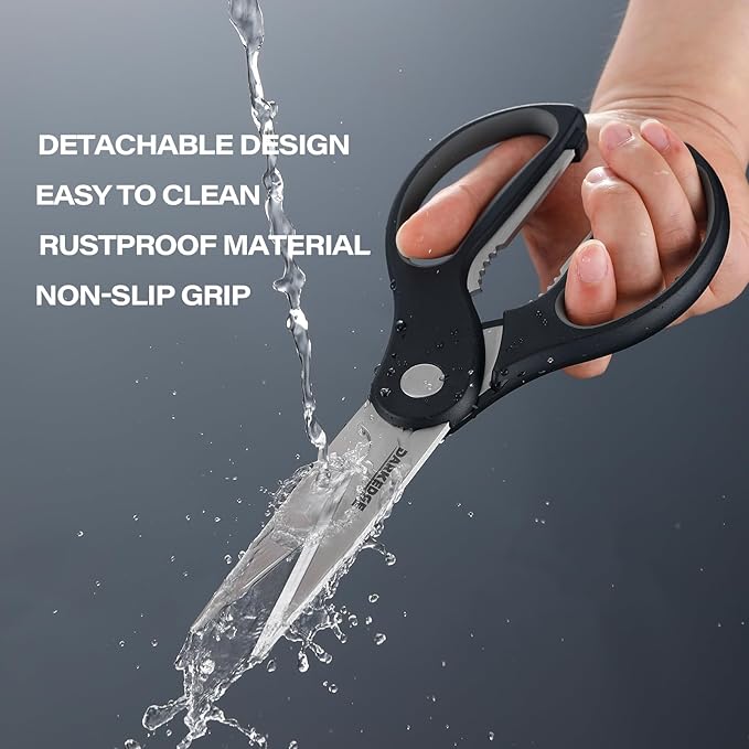 Kitchen Scissors with Magnetic Holder Heavy Duty Magnetic Scissors for Fridge, Kitchen Shears Magnet Sheath Set for Food Meat Pizza Herb Vegetables, Black