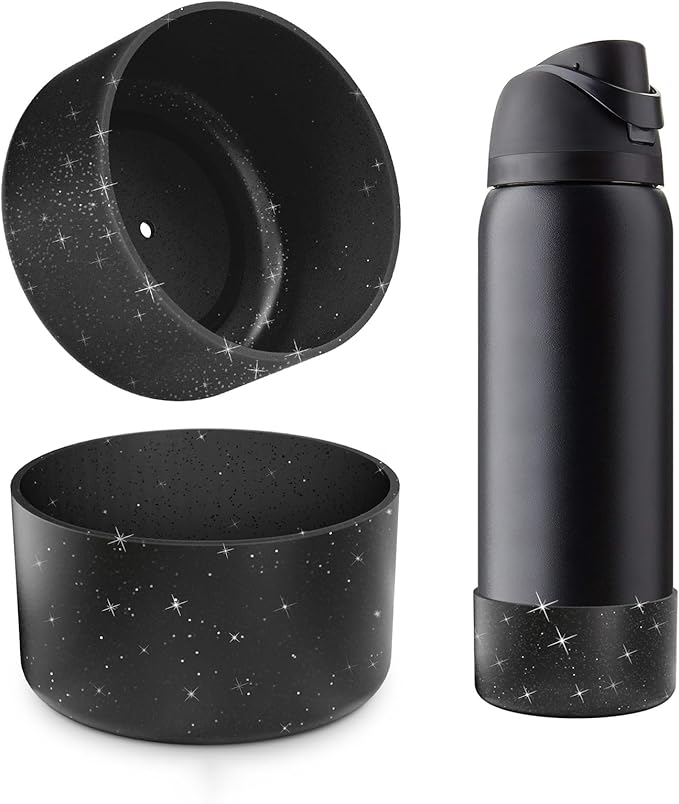 2 PCS Glitter Silicone Boot for Owala Water Bottle, Anti-Slip Protective Sleeve for FreeSip/Twist/Flip Stainless Steel Water Bottles Accessories