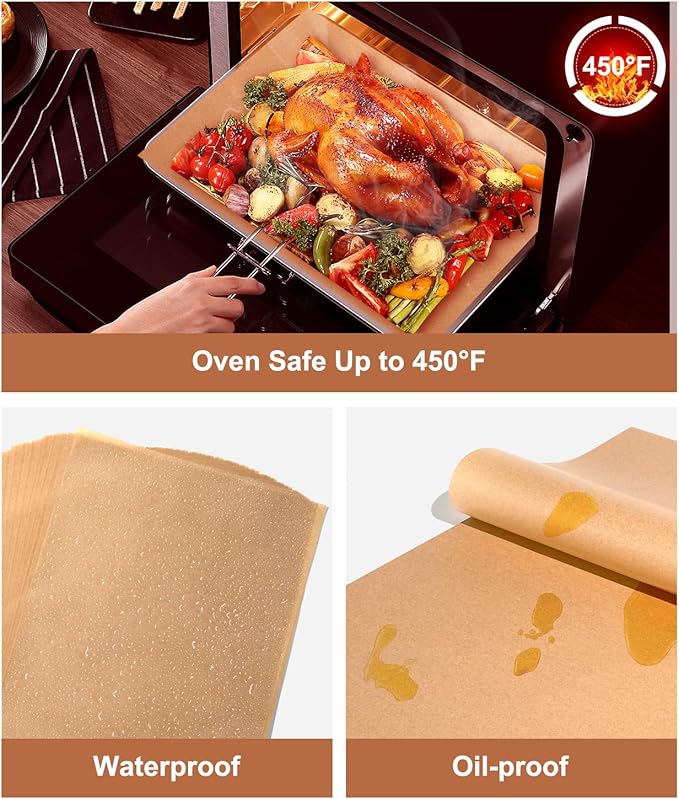300 Pcs Unbleached Parchment Paper Sheets, 12x16 Inch Precut Baking Paper for Baking Sheet, Non-Stick Parchment Paper for Baking, Oven, Air Fryer, Grilling, Steaming, Cookies, Bread, Cake