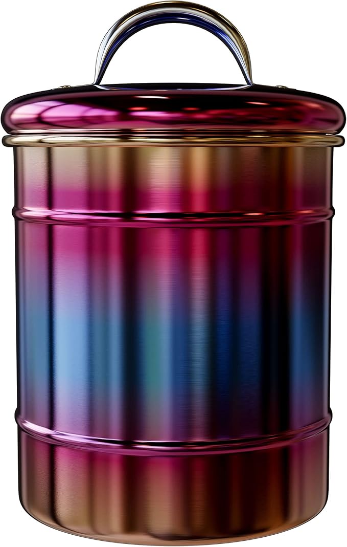 Amici Home Rainbow Metal Storage Canister | Dry Food Storage Container | Airtight Lid | 64 Ounce Capacity | Modern Home Décor | Decorative Metal Canister for Kitchen Countertop (Large)