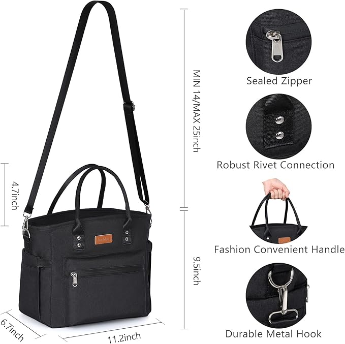 Insulated Lunch Bag for Women/Men,LeakProof Adult Lunch Box,Large Lunch Tote Bag with Removable Shoulder Strap,Portable Reusable Lunch Cooler Bag for Office Work Picnic Beach