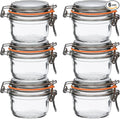 Le Parfait Super Terrine Jar | 4oz (Pack of 6) 125ml French Glass Jar, Airtight Rubber Seal & Glass Lid | Glass Jars for Kitchen Organization and Storage Containers for Essentials
