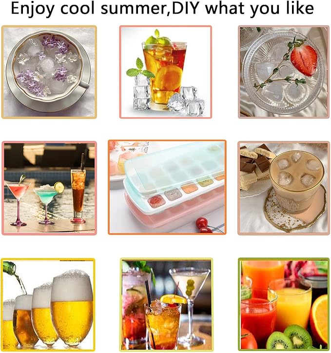 Silicone Ice Cube Tray with Lid - Mini Silicone Ice Tray with Lid,Small Ice Cube Tray,Tiny Ice Cube Trays for Iced Coffee,Baby Food,BPA Free,Easy Release