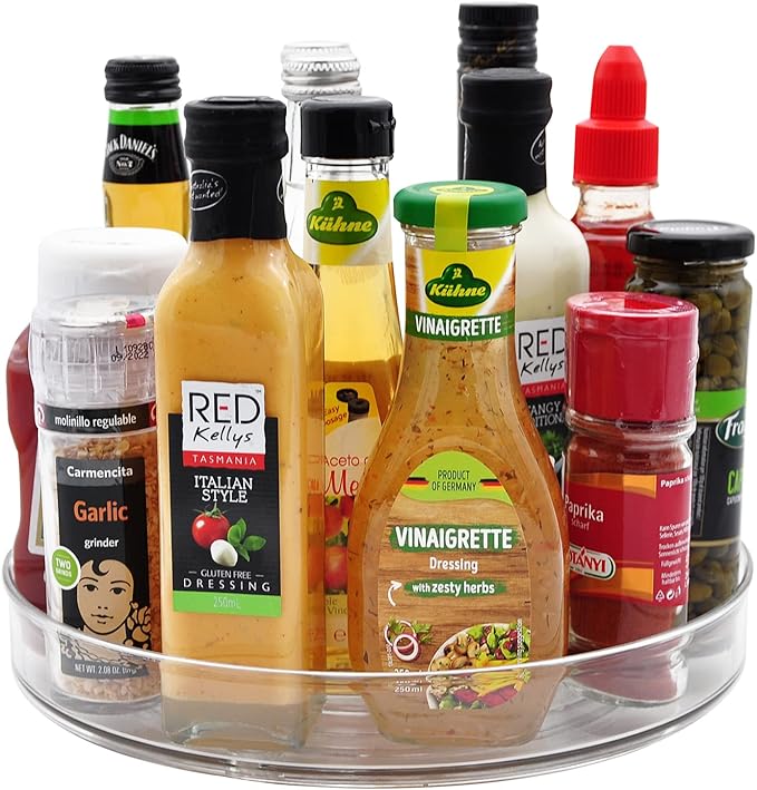 Amolliar Lazy Susan Organizer, 11" 6 Pack Turntable, Rotating Spice Rack for Kitchen, Fridge, Cabinet, Closet, Countertop, Bathroom, Vanity, Farmhouse Decor, Food Storage Container for Condiments