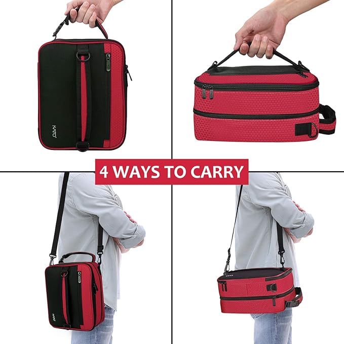 Tirrinia Expandable Insulated Lunch Bag for Men Women – Leakproof Reusable Cooler LunchBox for Kids & Adults with Shoulder Strap, Perfect for Work, School, Office, Travel,Red