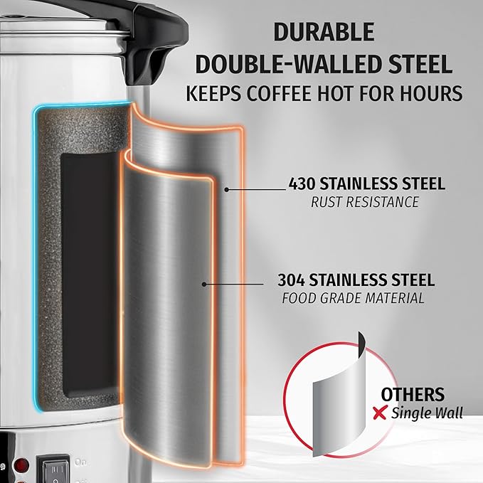 Zulay Kitchen Commercial Grade Coffee Maker Hot Water Urn -Silver
