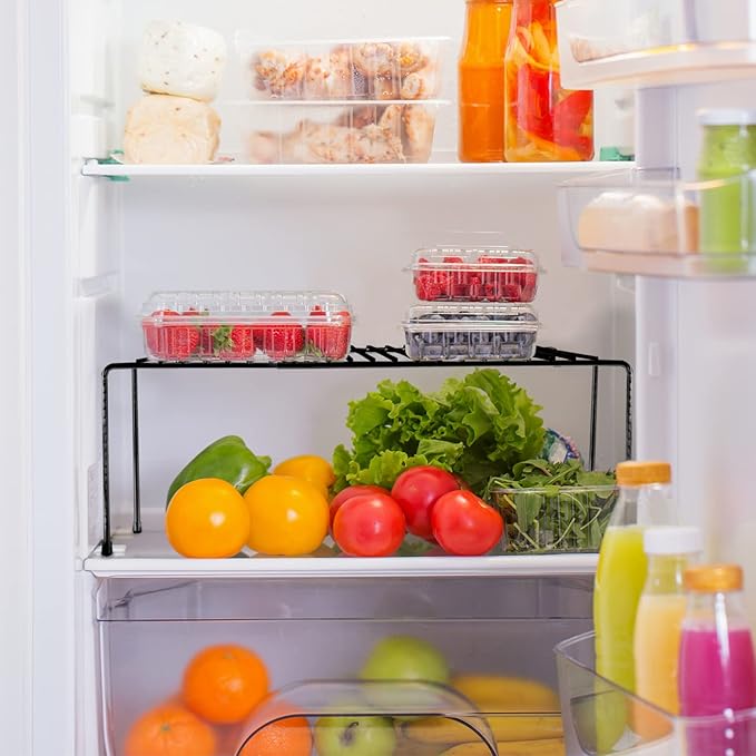 Tomorotec Expandable Shelf Organizer for Kitchen Countertop, Metal Cabinet Pantry Shelf, Spice Rack Organizer, Space Saving Non Slip Rustproof, Black