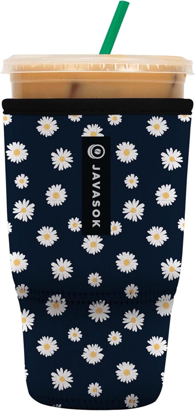 Sok It JavaSok Iced Coffee & Cold Soda Insulated Neoprene Cup Sleeve (Daisy Chain, Large: 30-32oz)