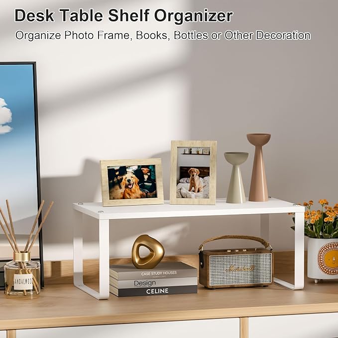 15.75" Long Stackable Expandable Metal Shelf Organizer For Kitchen Cabinet Counter Storage, Set of 2 Small Metal Storage Shelves Spice Rack For Kitchen Cupboard Countertop,Sturdy, 30LBS Heavy Duty