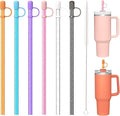 6 Color Replacement Straws with Cover Caps for Stanley Cup 40 oz 30 oz 20 oz 14 oz 64 oz Tumbler, Reusable Drinking Straws with Topper, Stopper, Cleaning Brush for Stanley Cup Accessorie