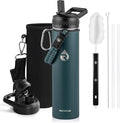 Insulated Water Bottle 24oz, Triple Wall Vacuum Stainless Steel (Cold for 48 Hrs, Hot for 24Hrs), Leak Proof & Non-BPA, 24oz Hydro Water Flask with Paracord Handle & Straw Spout Lids