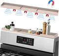 AWOKE Stove Top Shelf 30 Inch - Silicone Material Magnetic Shelf for Stove - 3 Functional Partitions Kitchen Spice Rack Organizer-Beige,Kitchen Gadgets Storage Organization