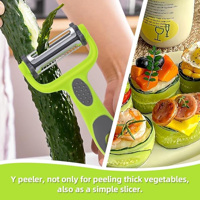 Razor-Sharp 4 In 1 Veggie Peelers For Kitchen Potato Peeler,2PCS I&Y Peeler For Peeling-Slicing-Shredding-Julienning-Excising,Vegetable Peeler With Rotary Stainless Blade& Non-Slip Handle