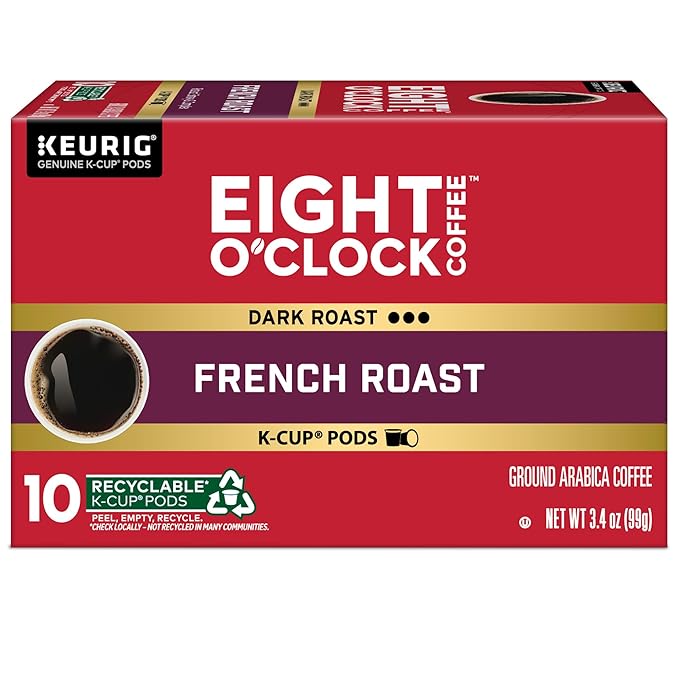 Eight O'Clock Coffee French Roast, Single-Serve Coffee K-Cup Pods, Dark Roast, 60 Count