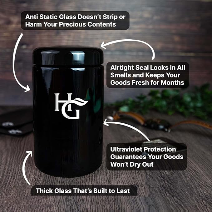 Herb Guard - 2 Oz Airtight Ultraviolet Jar (1 Liter) Keeps Herbs Fresh for Months