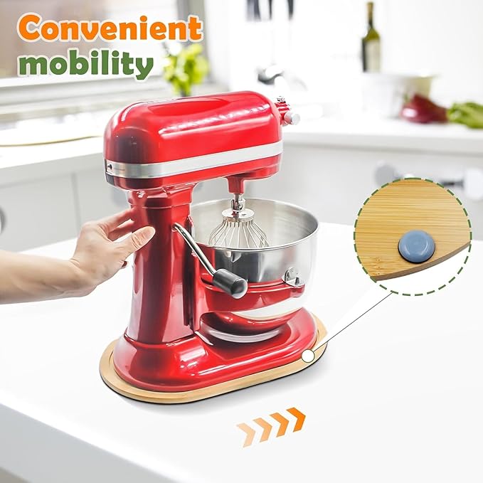 Bamboo Slide Mat for KitchenAid 5-8 Qt Bowl Lift Mixer, Attachments, Sliding Tray